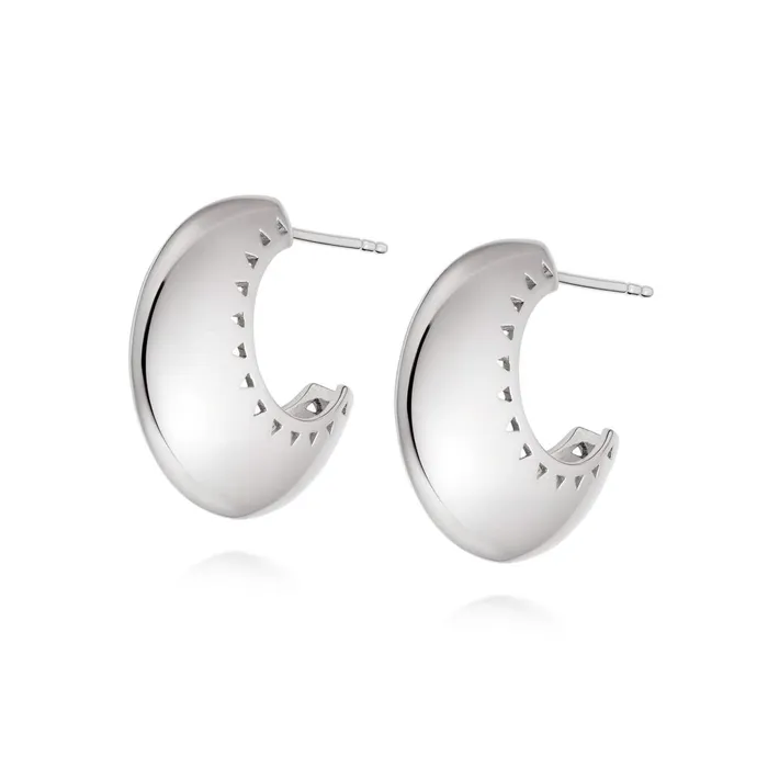 Women Hoop Earrings Daisy London Jewellery Artisan Stamped Large Hoops Sterling Silver Women Hoop Earrings Daisy London Jewellery Artisan Stamped Large Hoops Sterling Silver