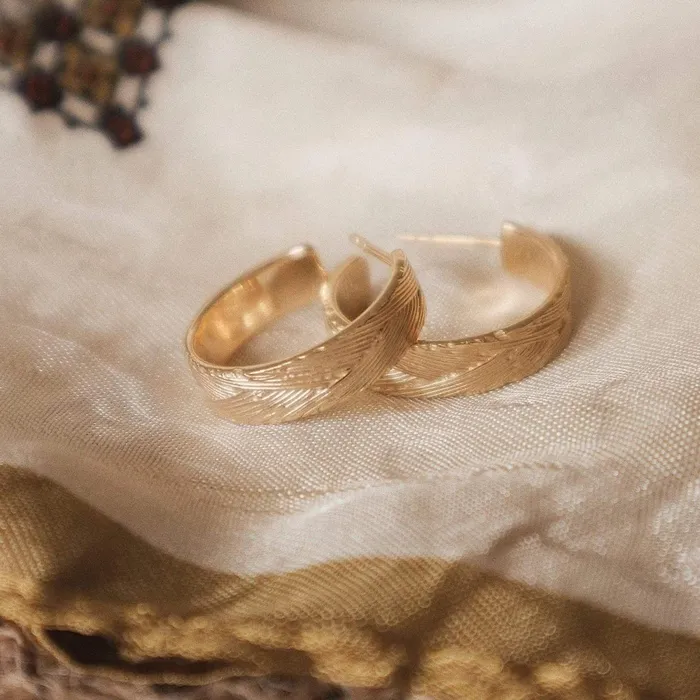 Women Hoop Earrings Daisy London Jewellery Artisan Woven Hoop Earring 18ct Gold Plate