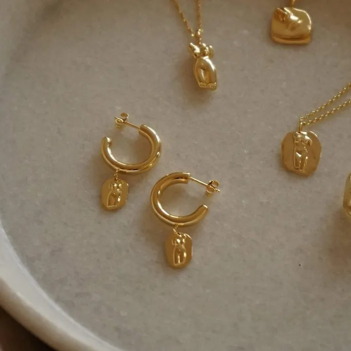 Women Hoop Earrings Daisy London Jewellery Athena Hoop Earrings 18Ct Gold Plate