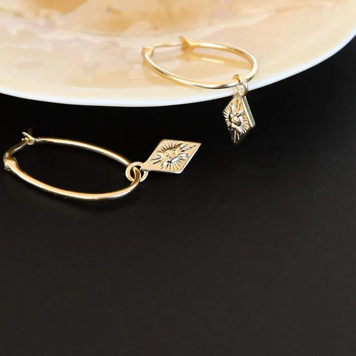 Women Hoop Earrings Daisy London Jewellery Este Lalonde Goddess Hoop Earrings 18Ct Gold Plate