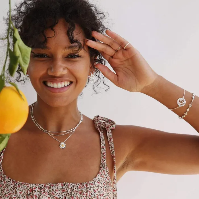 Women Hoop Earrings Daisy London Jewellery Isla Coral Midi Hoop Earrings Sterling Silver