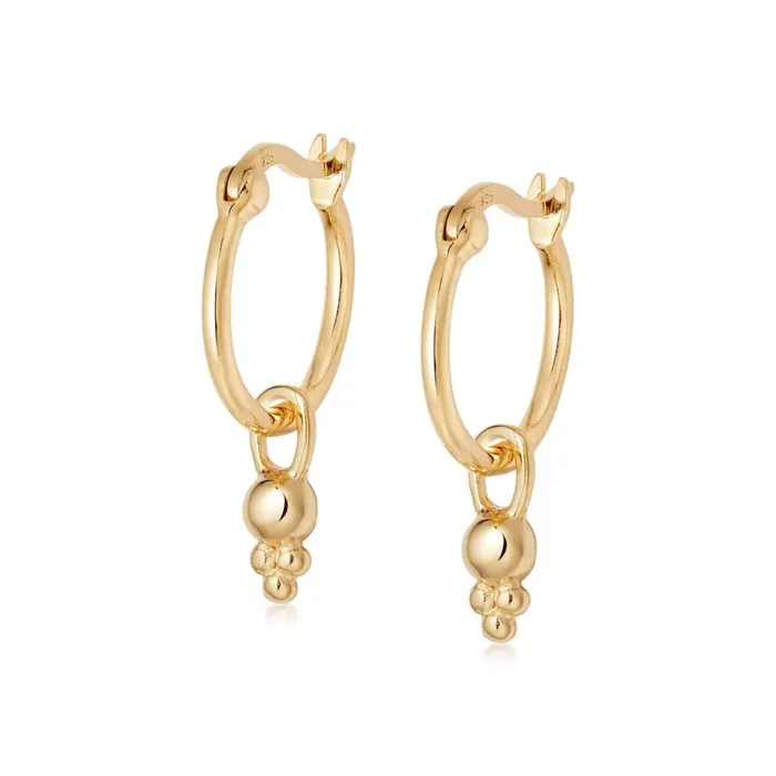 Women Hoop Earrings Daisy London Jewellery Stacked Beaded Charm Earrings 18Ct Gold Plate Women Hoop Earrings Daisy London Jewellery Stacked Beaded Charm Earrings 18Ct Gold Plate