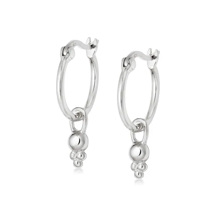 Women Hoop Earrings Daisy London Jewellery Stacked Beaded Charm Earrings Sterling Silver Women Hoop Earrings Daisy London Jewellery Stacked Beaded Charm Earrings Sterling Silver