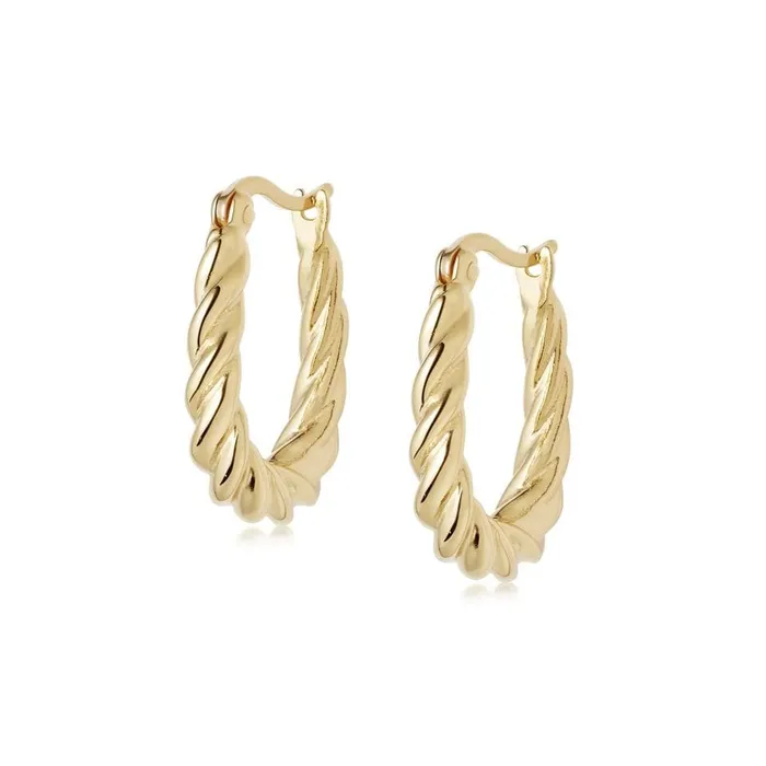 Women Hoop Earrings Daisy London Jewellery Stacked Rope Creole Hoop Earrings 18Ct Gold Plate Women Hoop Earrings Daisy London Jewellery Stacked Rope Creole Hoop Earrings 18Ct Gold Plate