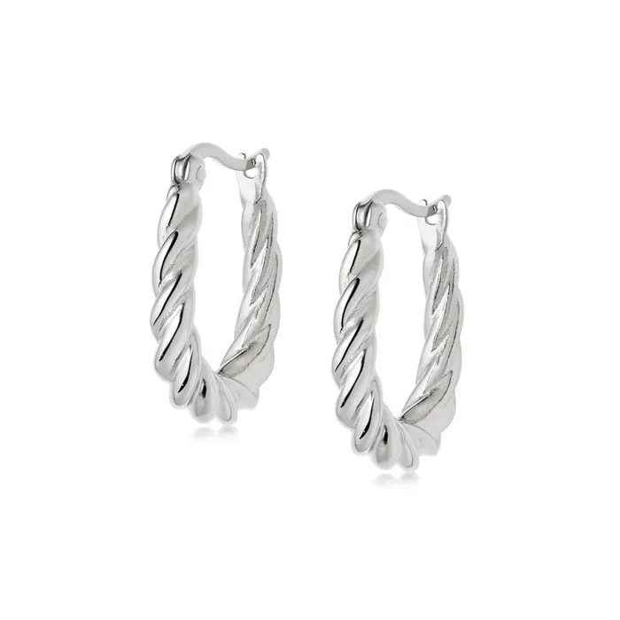Women Hoop Earrings Daisy London Jewellery Stacked Rope Creole Hoop Earrings Sterling Silver Women Hoop Earrings Daisy London Jewellery Stacked Rope Creole Hoop Earrings Sterling Silver