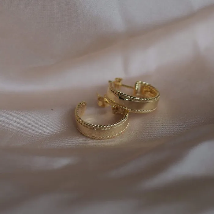 Women Hoop Earrings Daisy London Jewellery Stacked Roped Midi Hoop Earrings 18Ct Gold Plate