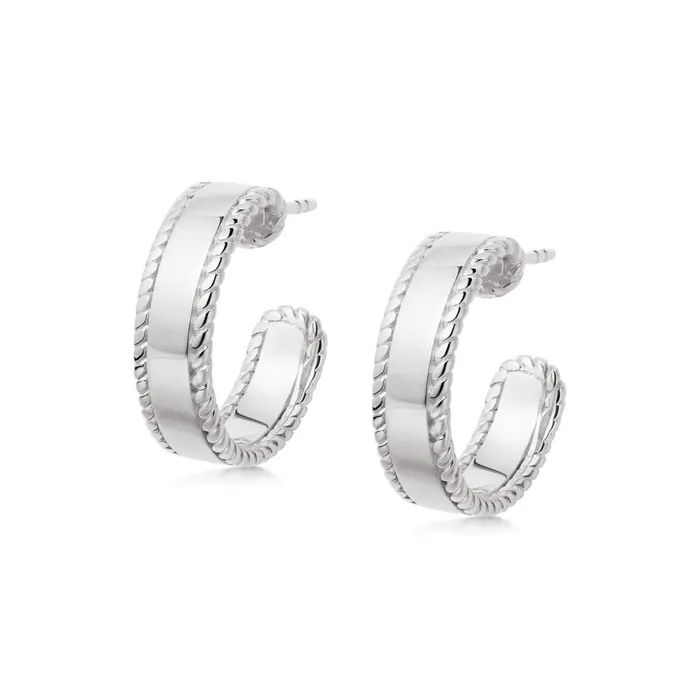 Women Hoop Earrings Daisy London Jewellery Stacked Roped Midi Hoop Earrings Sterling Silver Women Hoop Earrings Daisy London Jewellery Stacked Roped Midi Hoop Earrings Sterling Silver