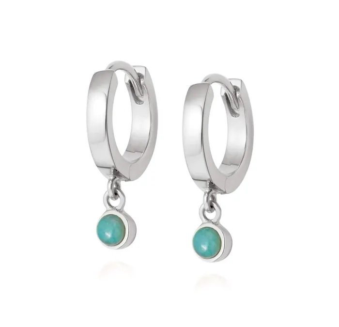 Women Huggie Earrings Daisy London Jewellery Amazonite Healing Huggie Hoops Sterling Silver Women Huggie Earrings Daisy London Jewellery Amazonite Healing Huggie Hoops Sterling Silver