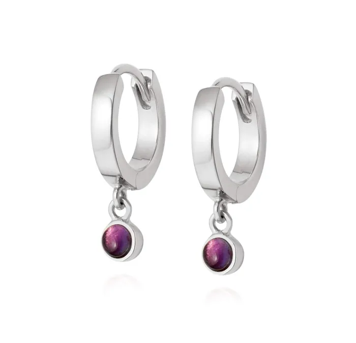 Women Huggie Earrings Daisy London Jewellery Amethyst Healing Huggie Hoops Sterling Silver Women Huggie Earrings Daisy London Jewellery Amethyst Healing Huggie Hoops Sterling Silver