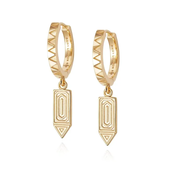 Women Huggie Earrings Daisy London Jewellery Artisan Drop Huggie Earrings 18ct Gold Plate Women Huggie Earrings Daisy London Jewellery Artisan Drop Huggie Earrings 18ct Gold Plate