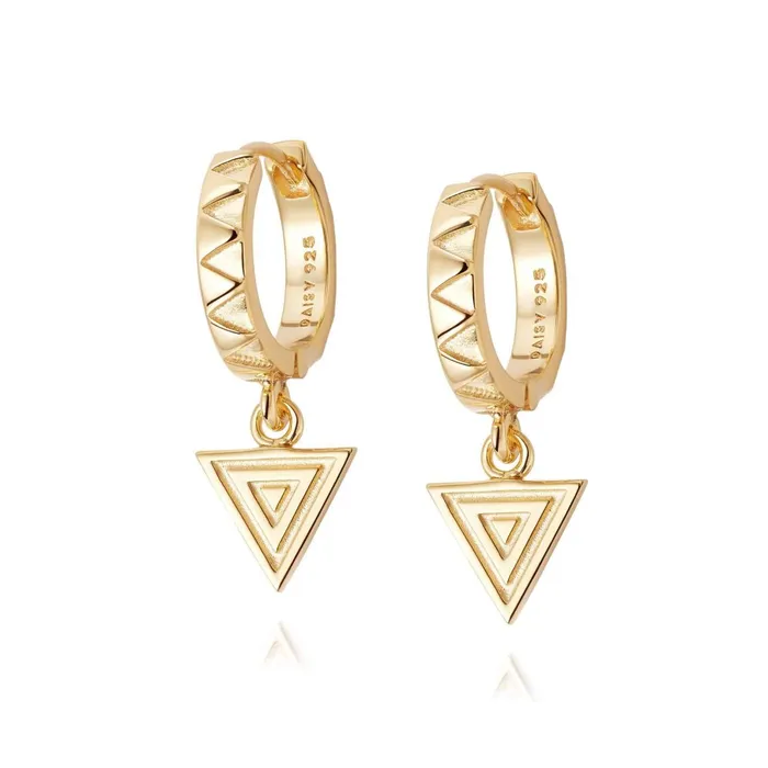 Women Huggie Earrings Daisy London Jewellery Artisan Stamped Drop Huggie Earrings 18ct Gold Plate Women Huggie Earrings Daisy London Jewellery Artisan Stamped Drop Huggie Earrings 18ct Gold Plate