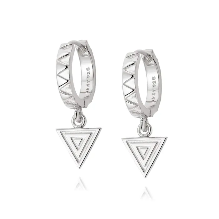 Women Huggie Earrings Daisy London Jewellery Artisan Stamped Drop Huggie Earrings Sterling Silver Women Huggie Earrings Daisy London Jewellery Artisan Stamped Drop Huggie Earrings Sterling Silver