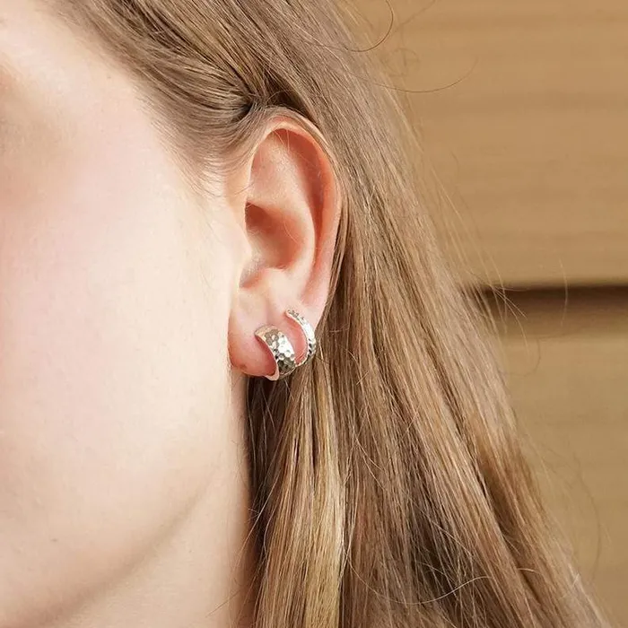 Women Huggie Earrings Daisy London Jewellery Aurora Huggie Hoop Earrings Sterling Silver