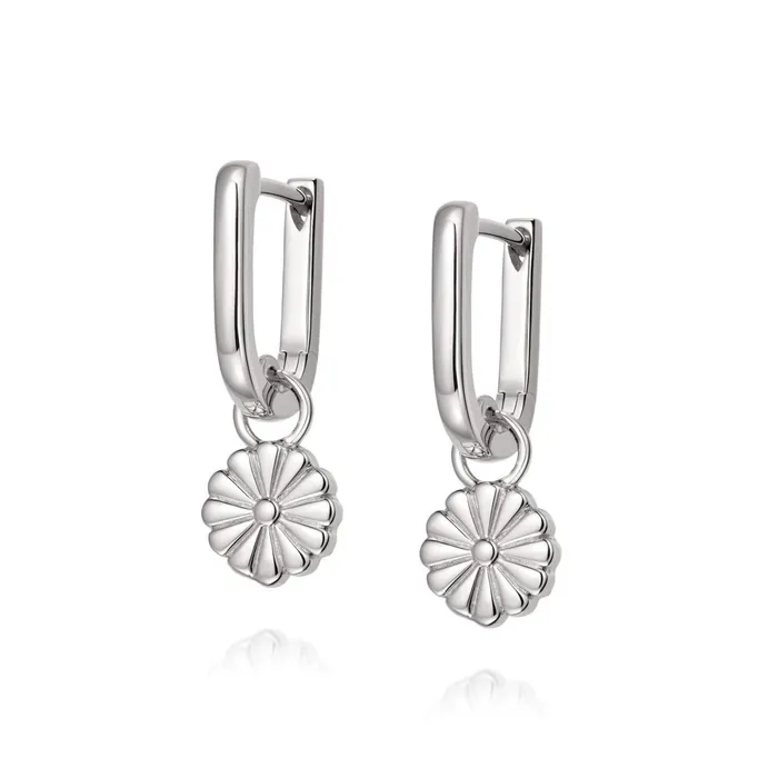 Women Huggie Earrings Daisy London Jewellery Daisy Bloom Drop Huggies Sterling Silver Women Huggie Earrings Daisy London Jewellery Daisy Bloom Drop Huggies Sterling Silver