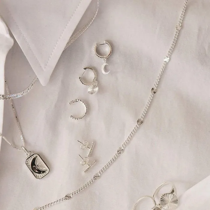 Women Huggie Earrings Daisy London Jewellery Este Lalonde Luna Huggie Charm Earrings Sterling Silver