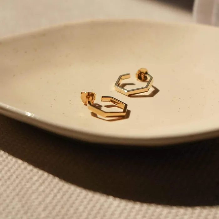 Women Huggie Earrings Daisy London Jewellery Fearne Huggie Hoop Earrings 18ct Gold Plate
