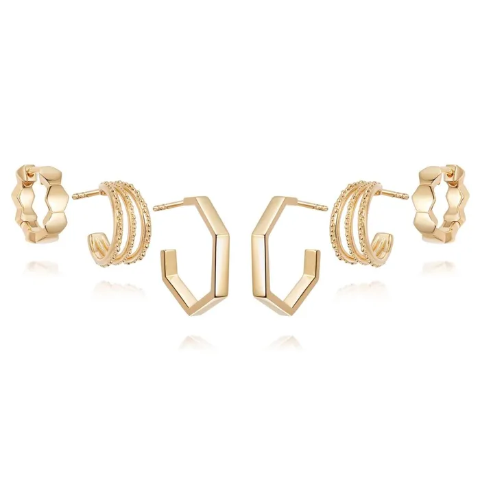 Women Huggie Earrings Daisy London Jewellery Full House Huggie Earring Stack