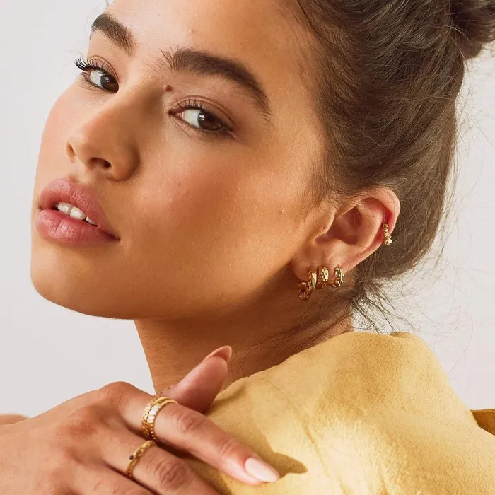 Women Huggie Earrings Daisy London Jewellery Goldie Huggie Hoop Earrings 18ct Gold Plate