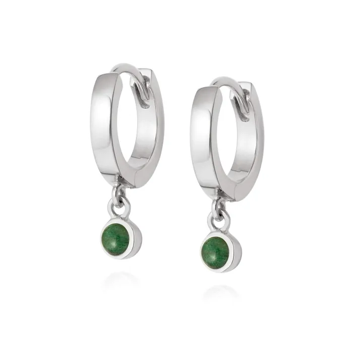 Women Huggie Earrings Daisy London Jewellery Green Aventurine Healing Huggie Hoops Sterling Silver Women Huggie Earrings Daisy London Jewellery Green Aventurine Healing Huggie Hoops Sterling Silver