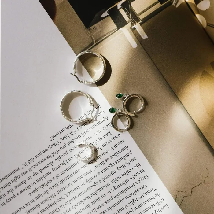 Women Huggie Earrings Daisy London Jewellery Green Aventurine Healing Huggie Hoops Sterling Silver