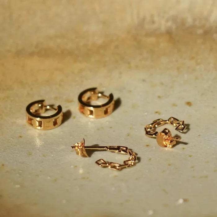 Women Huggie Earrings Daisy London Jewellery Greta Huggie Hoop Earrings 18ct Gold Plate