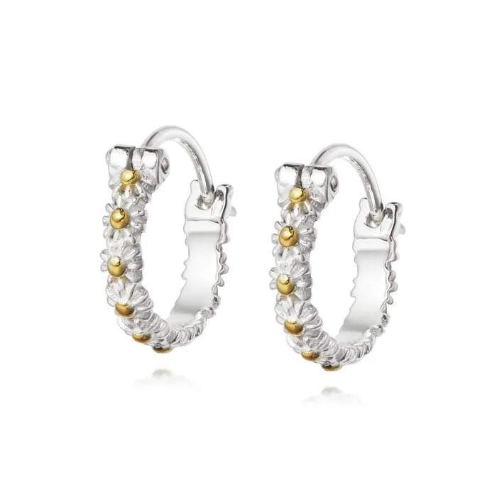 Women Huggie Earrings Daisy London Jewellery Iota Daisy Hoop Earrings