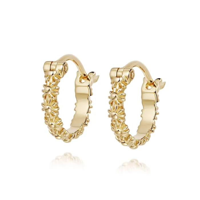 Women Huggie Earrings Daisy London Jewellery Iota Daisy Hoop Earrings 18ct Gold Plate Women Huggie Earrings Daisy London Jewellery Iota Daisy Hoop Earrings 18ct Gold Plate