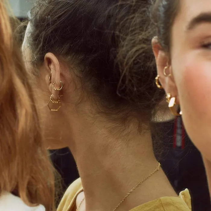 Women Huggie Earrings Daisy London Jewellery Jameela Huggie Hoop Earrings 18ct Gold Plate