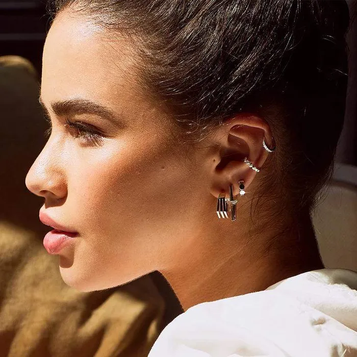 Women Huggie Earrings Daisy London Jewellery Jameela Huggie Hoop Earrings Sterling Silver
