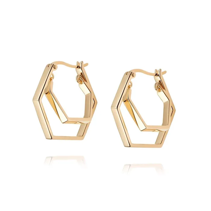 Women Huggie Earrings Daisy London Jewellery Kamala Huggie Hoop Earrings 18ct Gold Plate