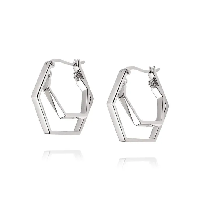 Women Huggie Earrings Daisy London Jewellery Kamala Huggie Hoop Earrings Sterling Silver