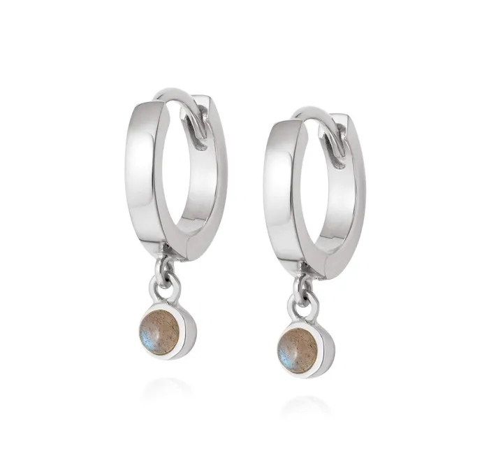 Women Huggie Earrings Daisy London Jewellery Labrodorite Healing Huggie Hoops Sterling Silver Women Huggie Earrings Daisy London Jewellery Labrodorite Healing Huggie Hoops Sterling Silver