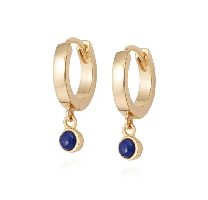 Women Huggie Earrings Daisy London Jewellery Lapis Healing Huggie Hoops 18Ct Gold Plate Women Huggie Earrings Daisy London Jewellery Lapis Healing Huggie Hoops 18Ct Gold Plate