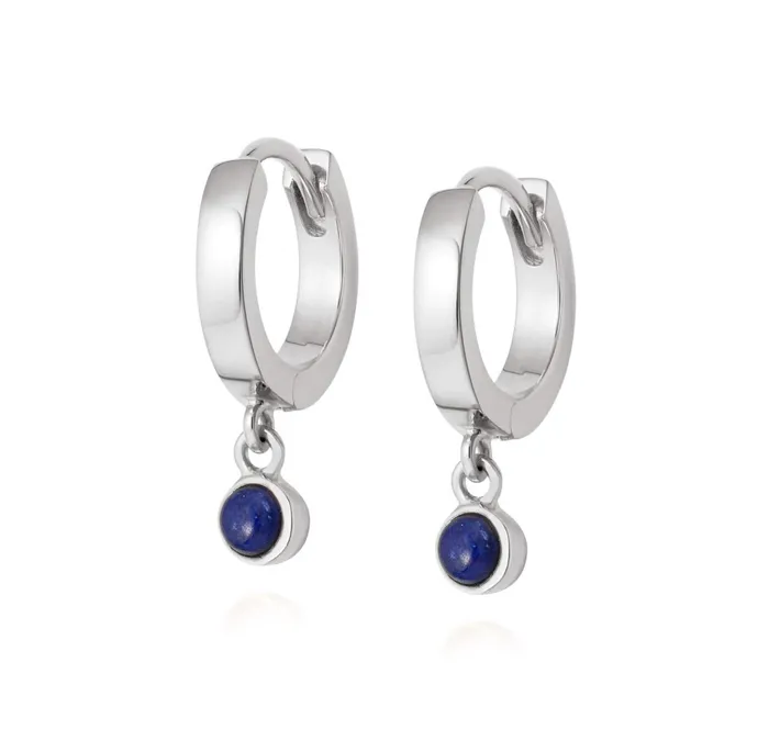 Women Huggie Earrings Daisy London Jewellery Lapis Healing Huggie Hoops Sterling Silver Women Huggie Earrings Daisy London Jewellery Lapis Healing Huggie Hoops Sterling Silver