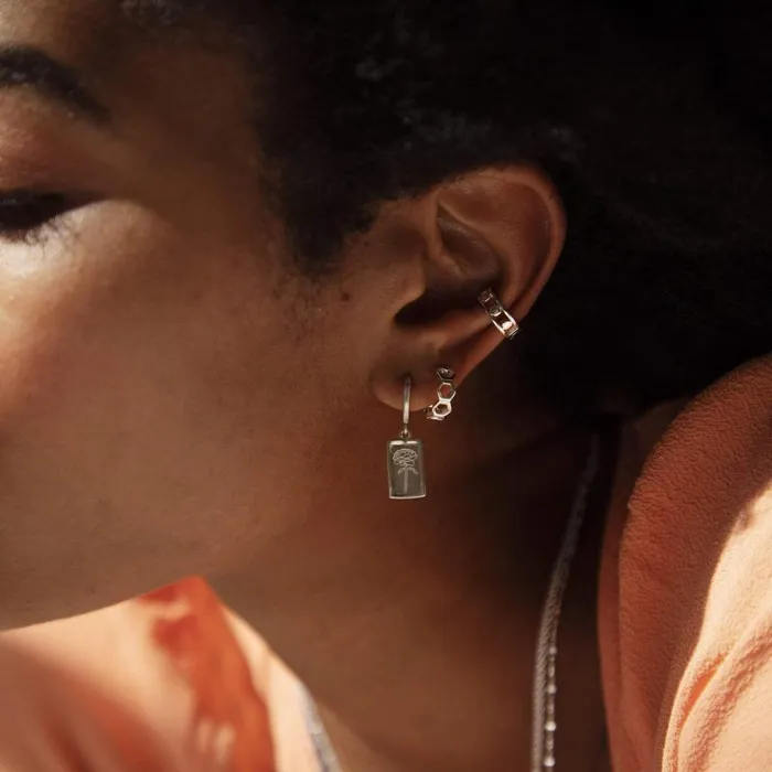 Women Huggie Earrings Daisy London Jewellery Malala Huggie Hoop Earrings Sterling Silver