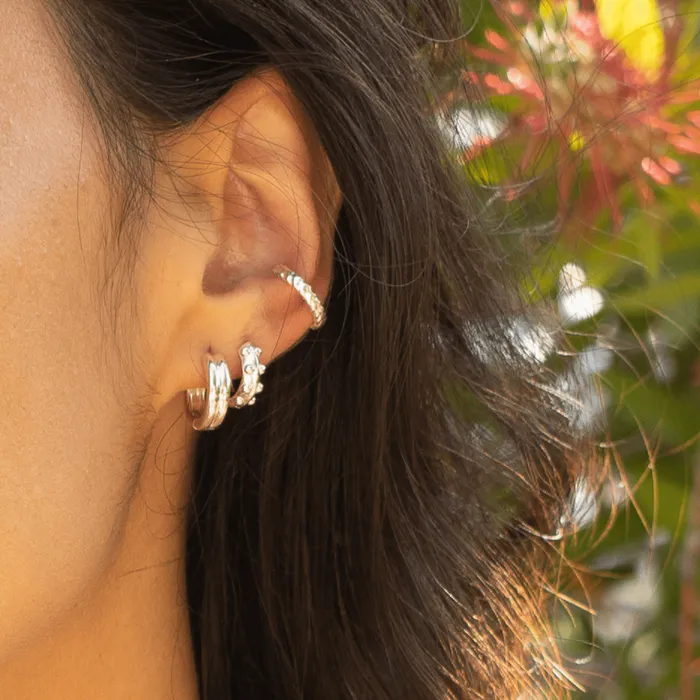 Women Huggie Earrings Daisy London Jewellery Meryl Huggie Hoop Earrings Sterling Silver
