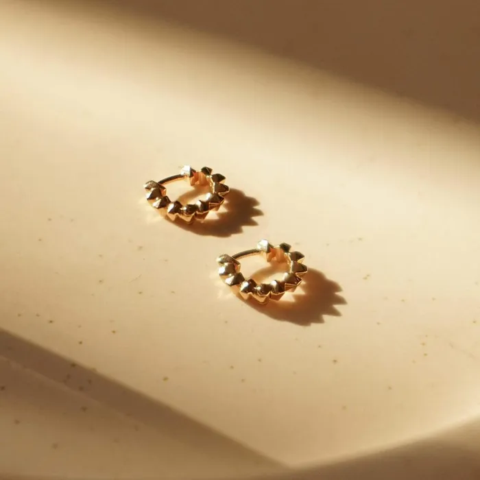 Women Huggie Earrings Daisy London Jewellery Octavia Huggie Hoop Earrings 18ct Gold Plate