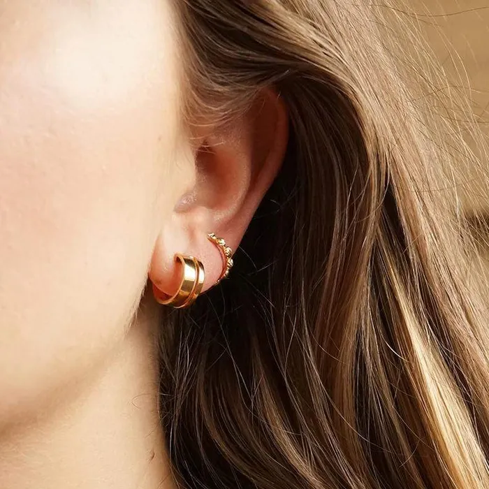 Women Huggie Earrings Daisy London Jewellery Serena Huggie Hoop Earrings 18ct Gold Plate