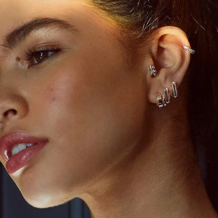 Women Huggie Earrings Daisy London Jewellery Serena Huggie Hoop Earrings Sterling Silver