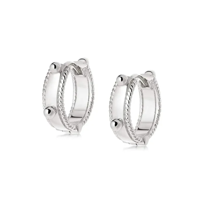 Women Huggie Earrings Daisy London Jewellery Stacked Beaded Eternity Huggie Hoop Earrings Sterling Silver Women Huggie Earrings Daisy London Jewellery Stacked Beaded Eternity Huggie Hoop Earrings Sterling Silver