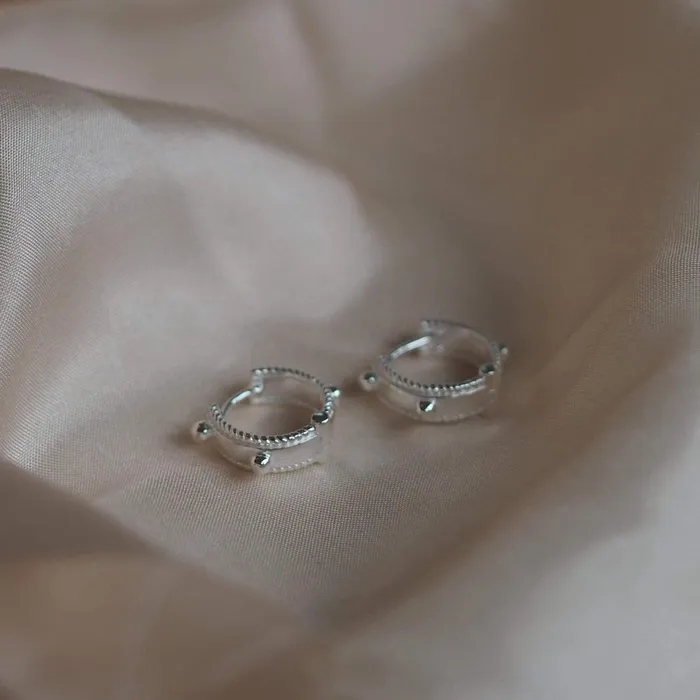 Women Huggie Earrings Daisy London Jewellery Stacked Beaded Eternity Huggie Hoop Earrings Sterling Silver