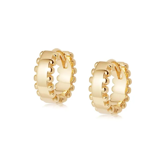 Women Huggie Earrings Daisy London Jewellery Stacked Beaded Huggie Hoop Earrings 18Ct Gold Plate Women Huggie Earrings Daisy London Jewellery Stacked Beaded Huggie Hoop Earrings 18Ct Gold Plate
