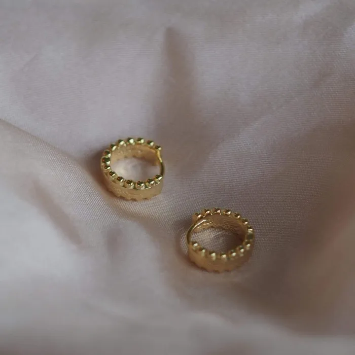 Women Huggie Earrings Daisy London Jewellery Stacked Beaded Huggie Hoop Earrings 18Ct Gold Plate