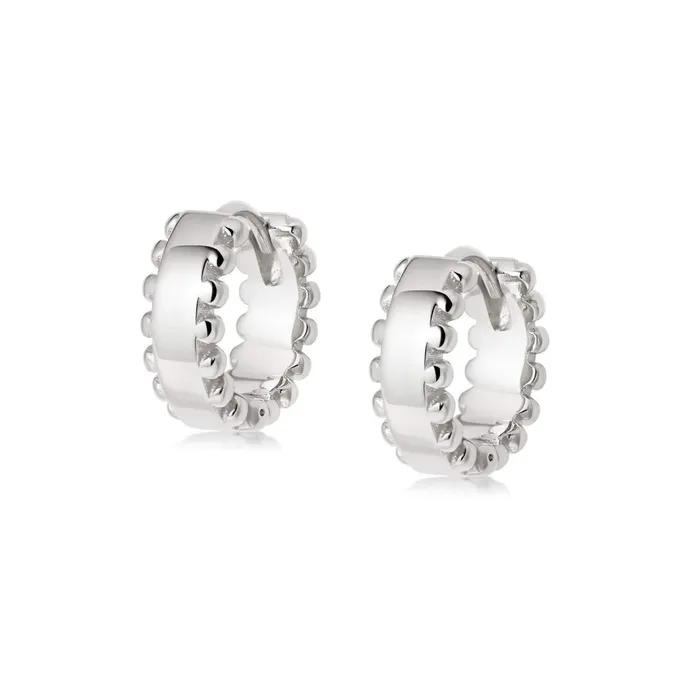 Women Huggie Earrings Daisy London Jewellery Stacked Beaded Huggie Hoop Earrings Sterling Silver Women Huggie Earrings Daisy London Jewellery Stacked Beaded Huggie Hoop Earrings Sterling Silver