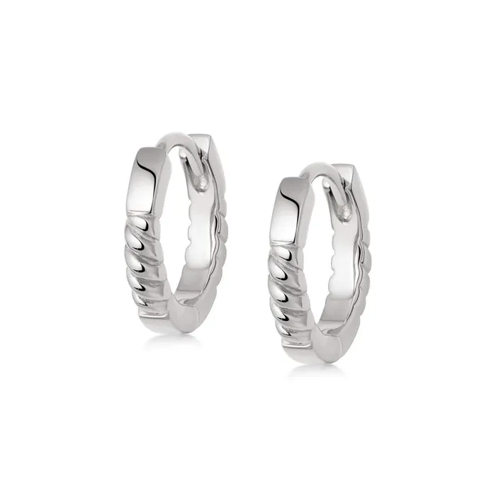 Women Huggie Earrings Daisy London Jewellery Stacked Rope Huggie Hoop Earrings Sterling Silver Women Huggie Earrings Daisy London Jewellery Stacked Rope Huggie Hoop Earrings Sterling Silver