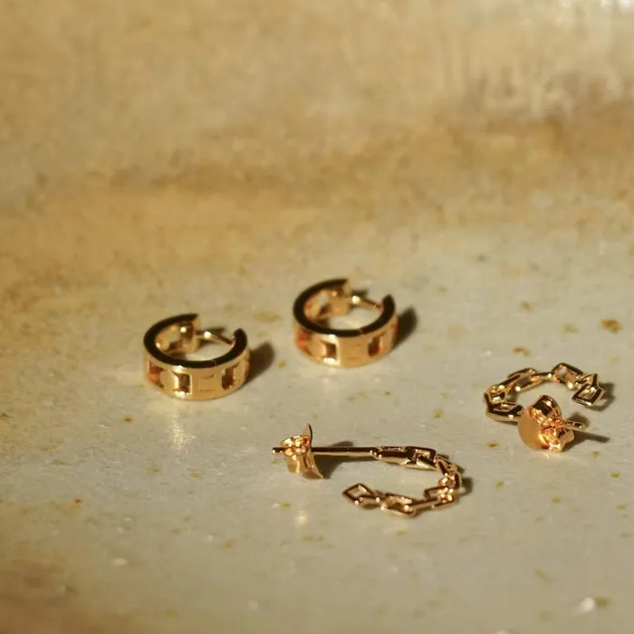 Women Huggie Earrings Daisy London Jewellery Stevie Huggie Hoop Earrings 18ct Gold Plate