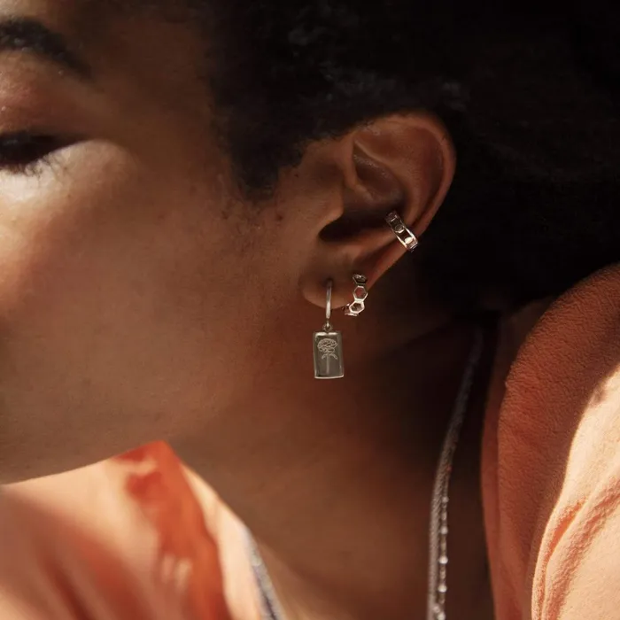 Women Huggie Earrings Daisy London Jewellery Stevie Huggie Hoop Earrings Sterling Silver