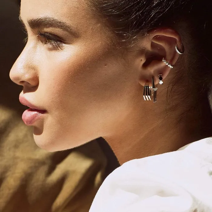 Women Huggie Earrings Daisy London Jewellery Ultimate Silver Siren Huggie Earring Stack