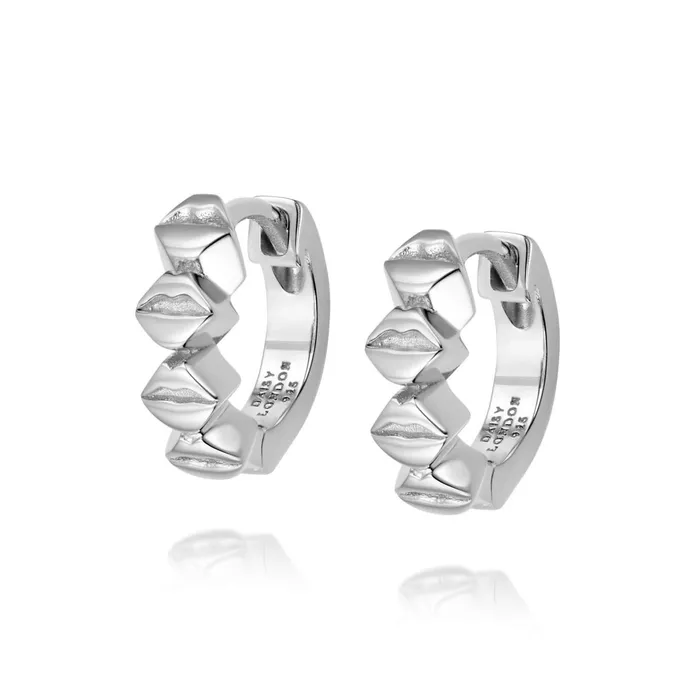 Women Huggie Earrings Daisy London Jewellery Vita Lips Huggies Sterling Silver