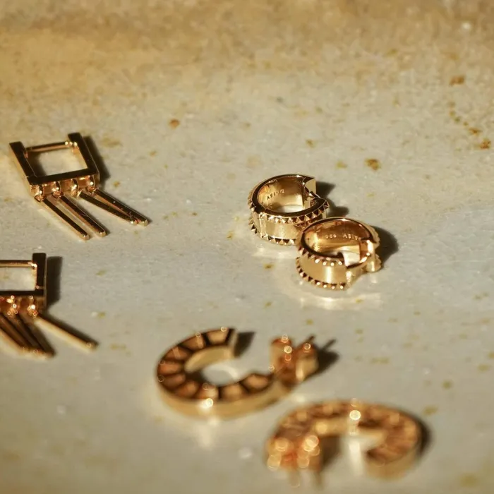 Women Huggie Earrings Daisy London Jewellery Vivienne Huggie Hoop Earrings 18ct Gold Plate